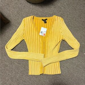 Yellow Ribbed Cardigan